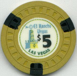 Las Vegas El Rancho Vegas $5 Poker Chip