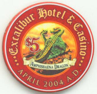 Excalibur Amphisbaena Dragon 2004 $5 Casino Chip