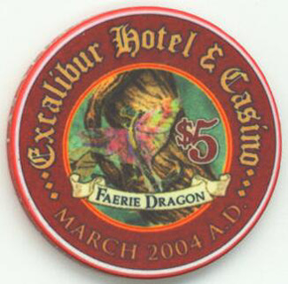 Excalibur Faerie Dragon 2004 $5 Casino Chip