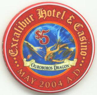 Excalibur Ouroboros Dragon 2004 $5 Casino Chip