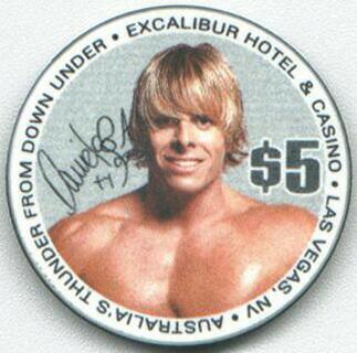 Excalibur Thunder From Down Under Beefcake $5 Casino Chip