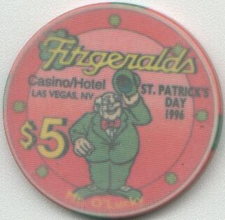 Fitzgeralds Casino St. Patrick's Day 1996 $5 Casino Chip