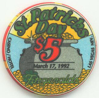 Fitzgeralds Casino St. Patrick's Day 1992 $5 Casino Chip
