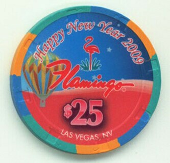 Flamingo Hotel Happy New Year 2009 $25 Casino Chip