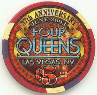 Las Vegas Four Queens 37th Anniversary $5 Casino Chip