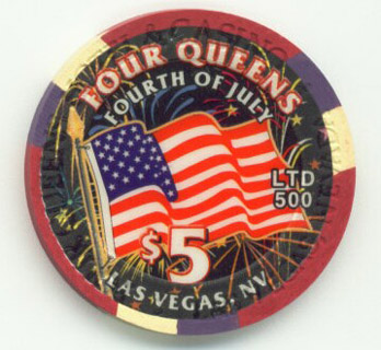 Four Queens 4th of July 2005 $5 Casino Chip 