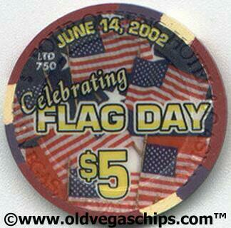 Las Vegas Four Queens Flag Day 2002 $5 Casino Chip