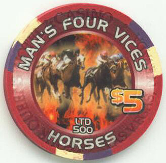 Four Queens Man's 4 Vices Horses $5 Casino Chip