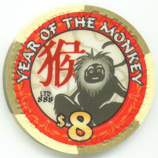 Four Queens Year of the Monkey $8 Casino Chip