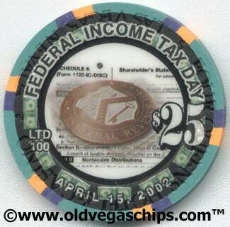 Las Vegas Four Queens Federal Income Tax Day $25 Casino Chip