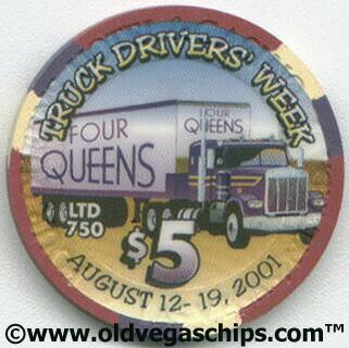 Las Vegas Four Queens Truck Driver's Week 2001 $5 Casino Chip