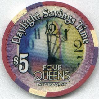 Las Vegas Four Queens Daylight Savings Time 2001 $5 Casino Chip