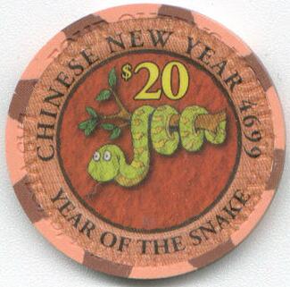 Las Vegas Four Queens Year of the Snake $20 Casino Chip