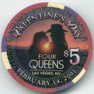 Las Vegas Four Queens Valentine's Day 2001 $5 Casino Chip