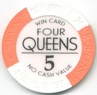 Las Vegas Four Queens Win Card No Cash Value $5 Casino Chip