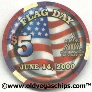 Las Vegas Four Queens Flag Day 2000 $5 Casino Chip