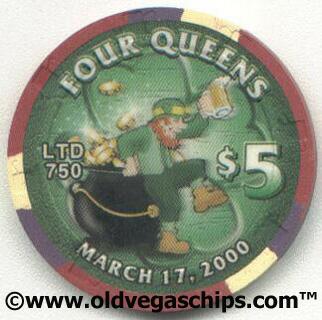 Las Vegas Four Queens St. Patrick's Day 2000 $5 Casino Chip