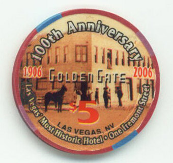 Golden Gate Casino 100th Anniversary $5 Casino Chip