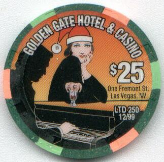 Golden Gate Christmas 2000 $25 Casino Chip