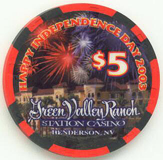 Green Valley Ranch 4th of July 2003 $5 Casino Chips, Green Valley Ranch 4th of July 2003 $5 Poker Chips