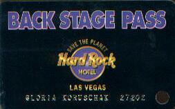 Hard Rock Casino Back Stage Pass Slot Club Card