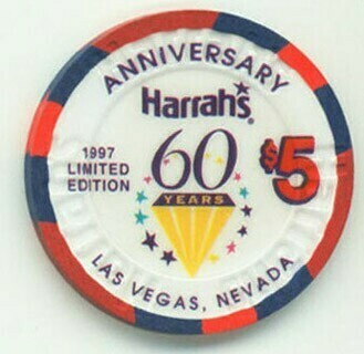 Las Vegas Harrah's 60th Anniversary $5 Casino Chip