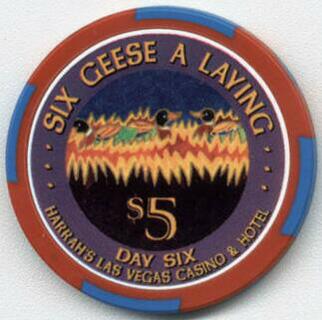 Harrah's 12 Days of Christmas Six Geese A Laying $5 Casino Chip