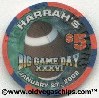Harrah's Superbowl XXXVI $5 Casino Poker Chips