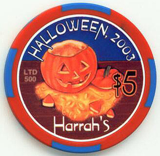 Harrah's Halloween Pumpkin $5 Casino Chip