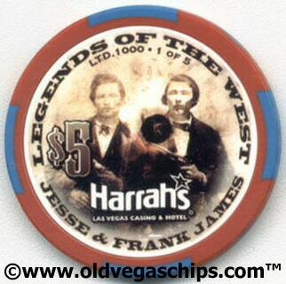 Las Vegas Harrah's Legends of the West Jesse James $5 Casino Chip