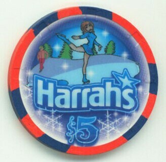 Harrahs Hotel Winter Ice Skater 2007 $5 Casino Chip