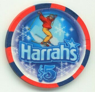 Harrahs Hotel Winter Skier 2007 $5 Casino Chip