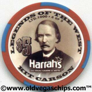 Las Vegas Harrah's Legends of the West Kit Carson $5 Casino Chip