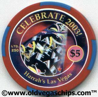 Harrah's Happy New Year 2003 $5 Casino Chip