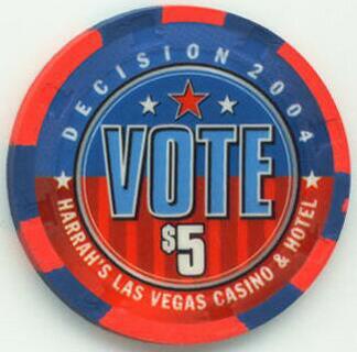 Harrah's Decision 2004 Vote $5 Casino Chip