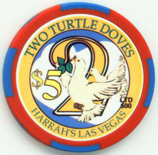 Harrah's 12 Days of Christmas Two Turtle Doves $5 Casino Chip