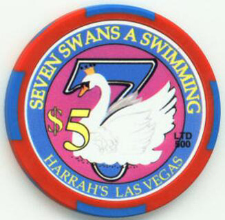 Harrah's 12 Days of Christmas 2003 Seven Swans A Swimming $5 Casino Chip