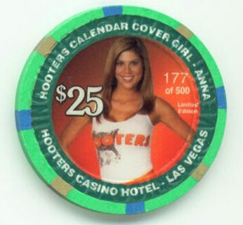 Hooters Casino Calendar Girl Anna $25 Casino Chip