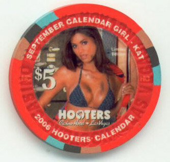 Hooters Casino September Calendar Girl $5 Casino Chip