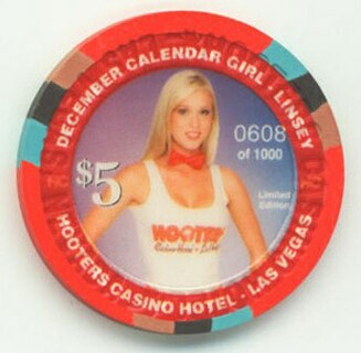 Hooters Casino Calendar Girl December 2006 $5 Casino Chip