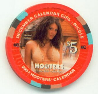 Hooters Casino Nicole December 2007 $5 Casino Chip