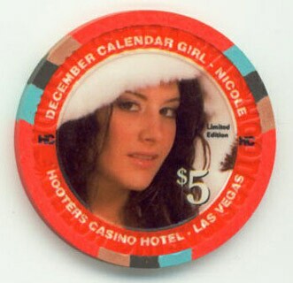 Hooters Casino Calendar Girl December 2007 $5 Casino Chip