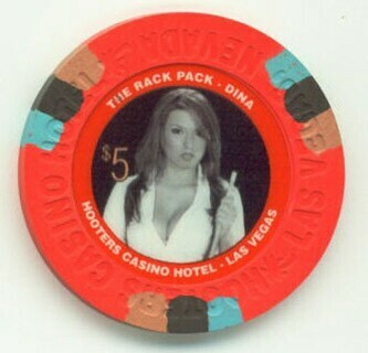 Hooters Rack Pack Dina $5 Casino Chip 