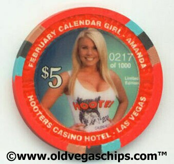 Hooters Calendar Girl February 2006 $5 Casino Chip