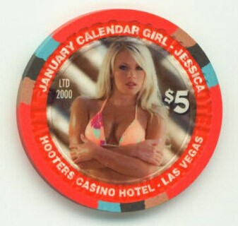 Hooters Casino Jessica January 2008 $5 Casino Chip
