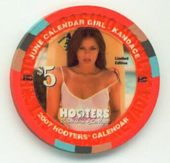 Hooters Casino June Calendar Girl Kandace $5 Casino Chip