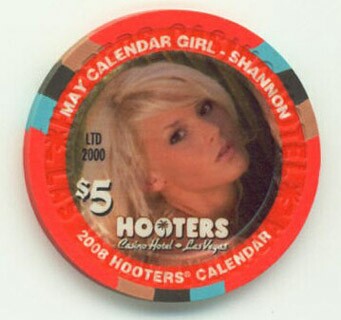 Hooters Casino May Girl Shannon 2008 $5 Casino Chip