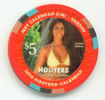 Hooters Casino May Calendar Girl 2006 $5 Casino Chip 
