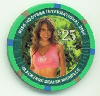 Hooters Hotel Blackjack Dealer Michelle 2006 $25 Casino Chip