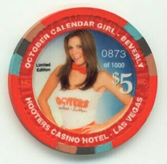 Hooters Casino Miss October 2006 $5 Casino Chip